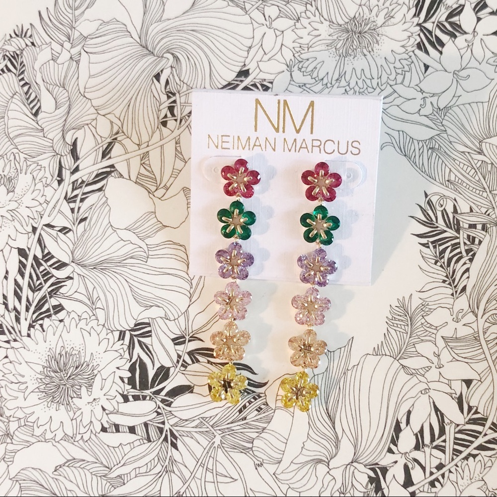 Neiman Marcus Rainbow Floral Drop Earrings